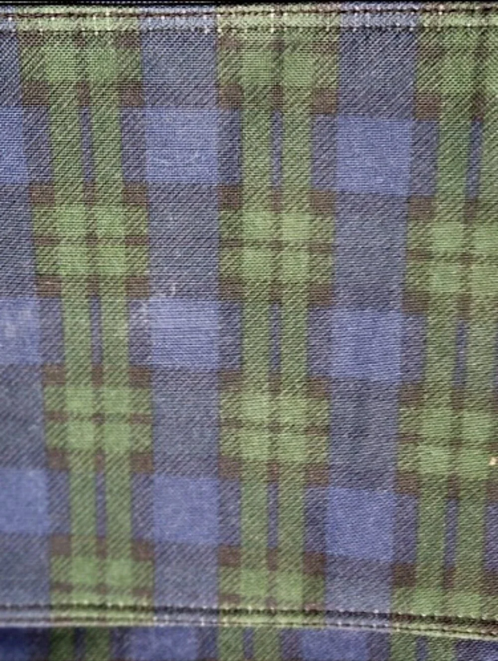 Chaps Blue and Green Plaid Tote with Logo Plaque